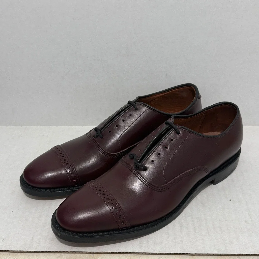 Allen Edmonds Fifth Avenue 7033 Burgundy Leather Cap Toe Oxford Shoes Mens 7.5 A